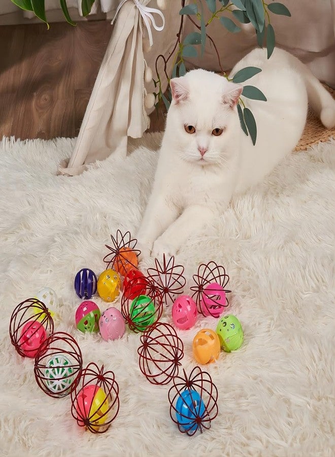 Fapiwen Cat Toys - 2pcs Interactive Cat Balls with Bell, Colorful Kitten Toys, Cute Caged Bell Rolling - Image 3